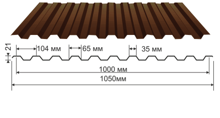 Профнастил коричневый RAL 8017 С-21