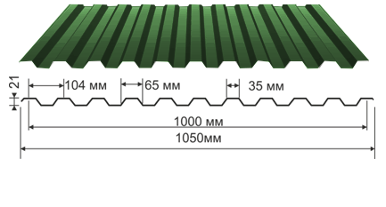 Профнастил зеленый RAL 6005 С-21 купить недорого в Москве Профнастил зеленый RAL 6005 С-21 купить недорого в Москве