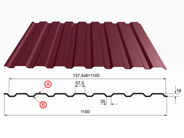 Профнастил вишневый RAL 3005 С-20 купить недорого в Москве Профнастил вишневый RAL 3005 С-20 купить недорого в Москве